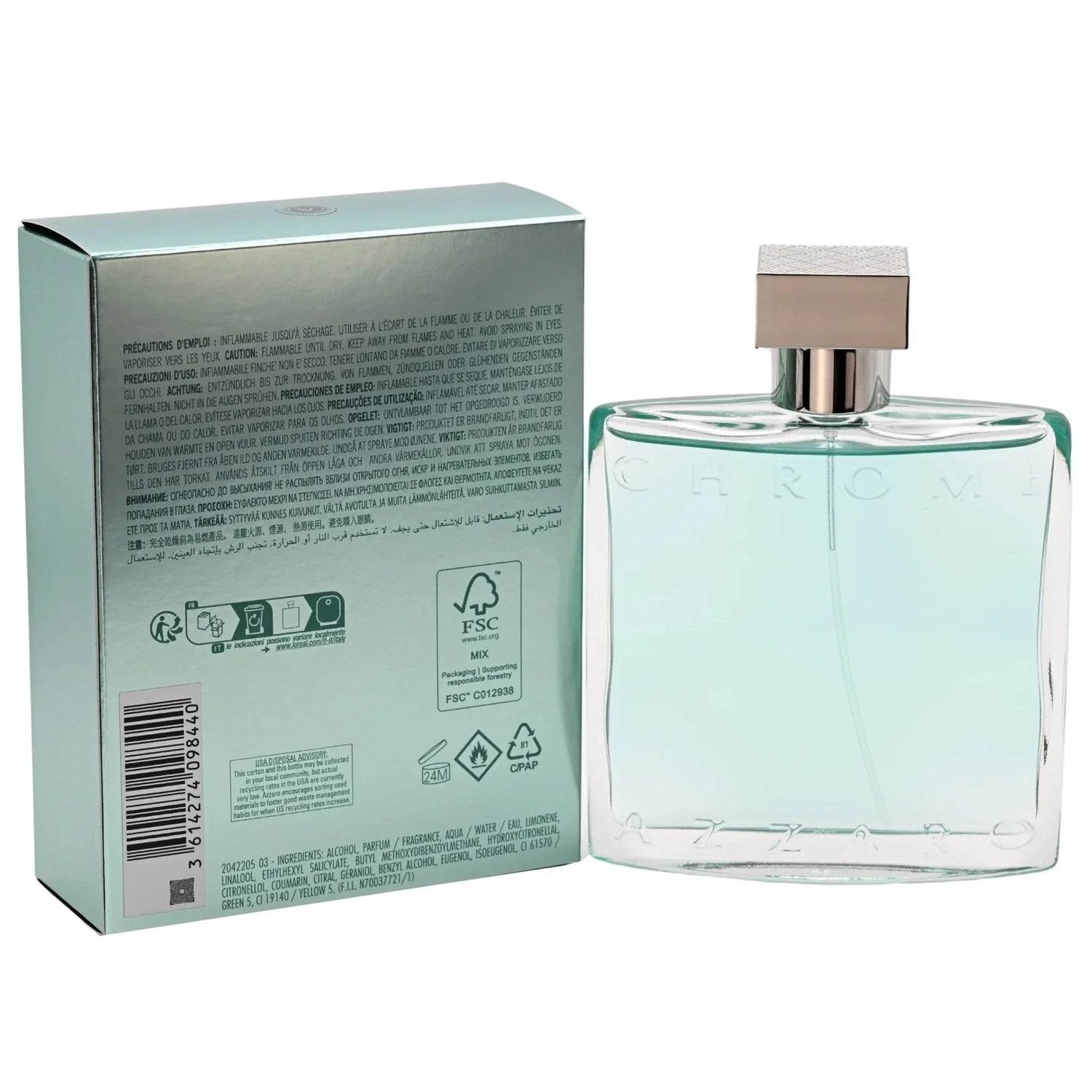 Azzaro Chrome Azure Eau De Toilette Spray for Men 3.38 oz