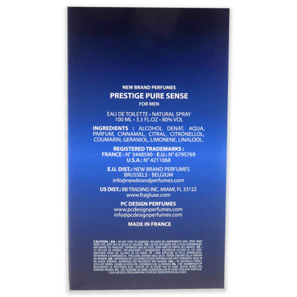 Prestige Pure Sense by New Brand for Men EDT 3.3 oz