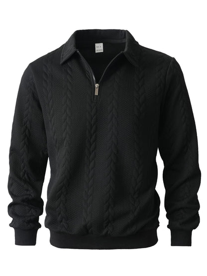 Mens Half Zip Jacquard Polo Shirt