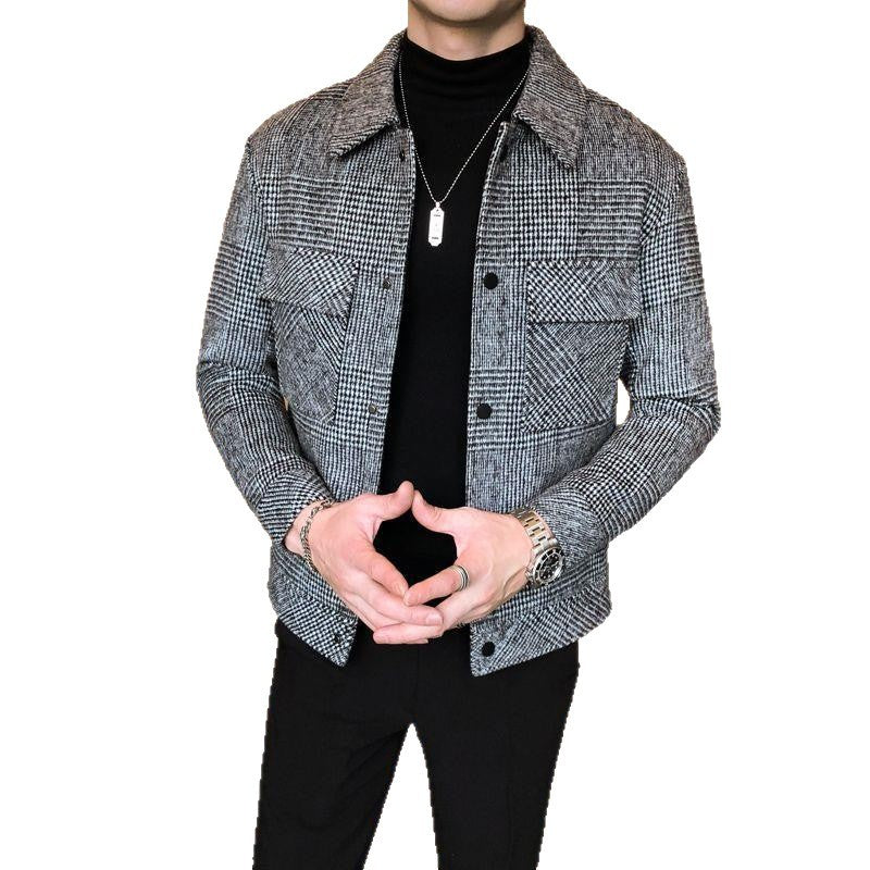 Mens Woolen Jacket Short Overcoat