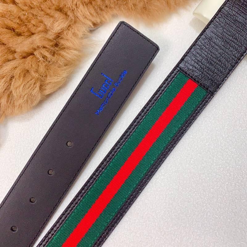 GUCCI Embellished coated-canvas and leather belt &
