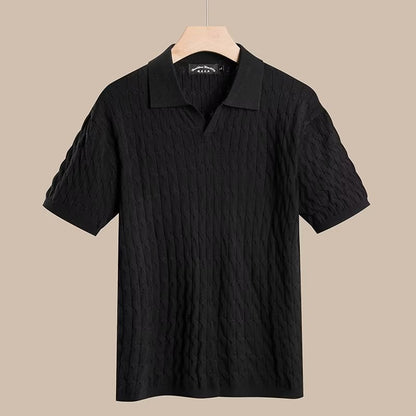 Mens Knitted Short Sleeve Polo Shirt