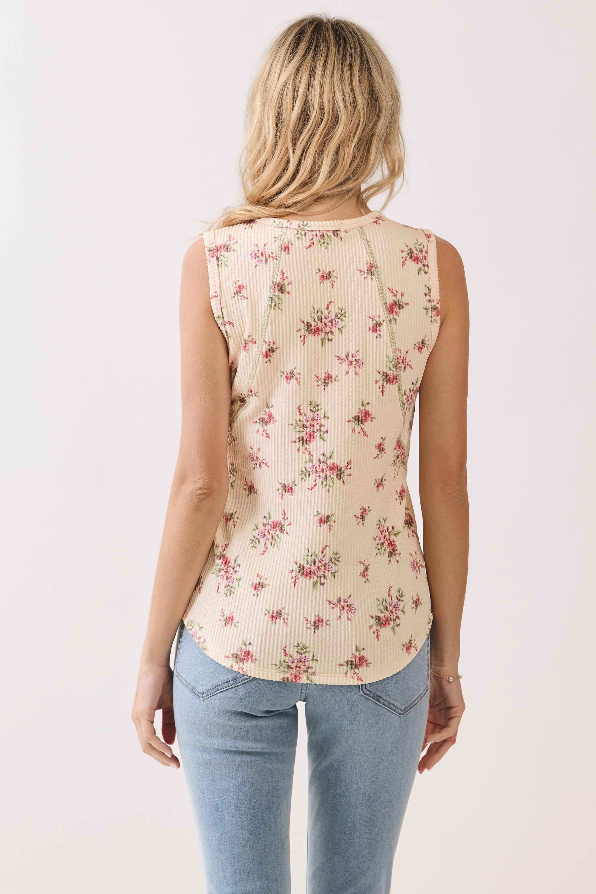 Floral Ribbed Tank Top