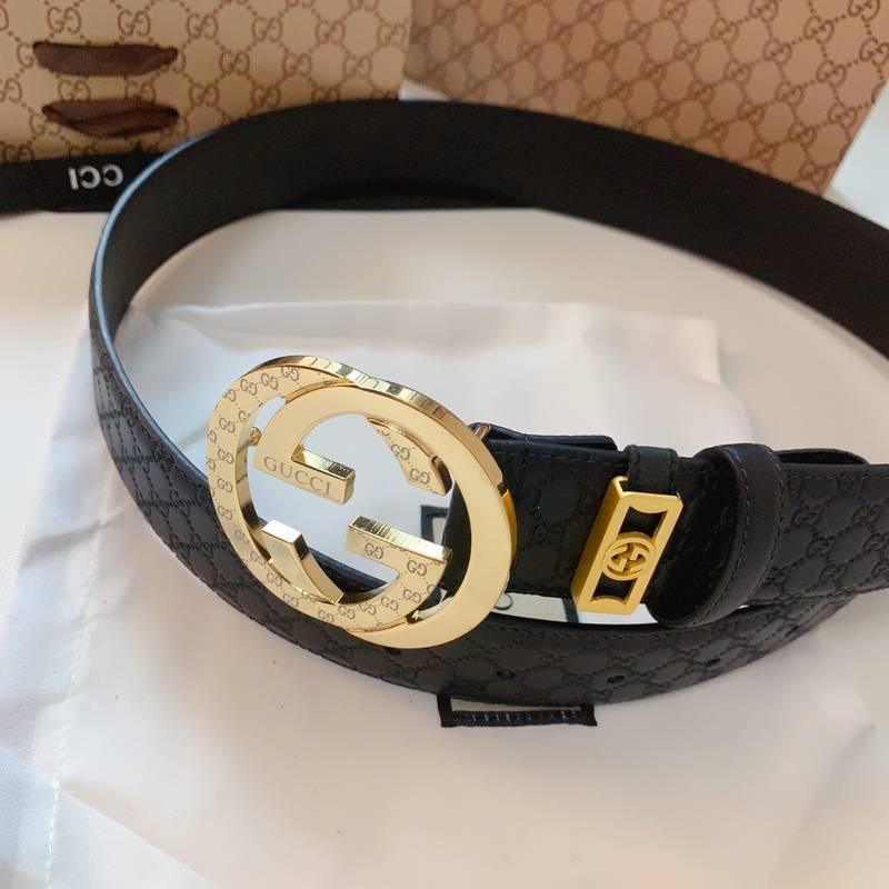 GUCCI Embellished coated-canvas and leather belt &