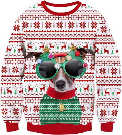 Animal Christmas Print Pullover Sweatshirt