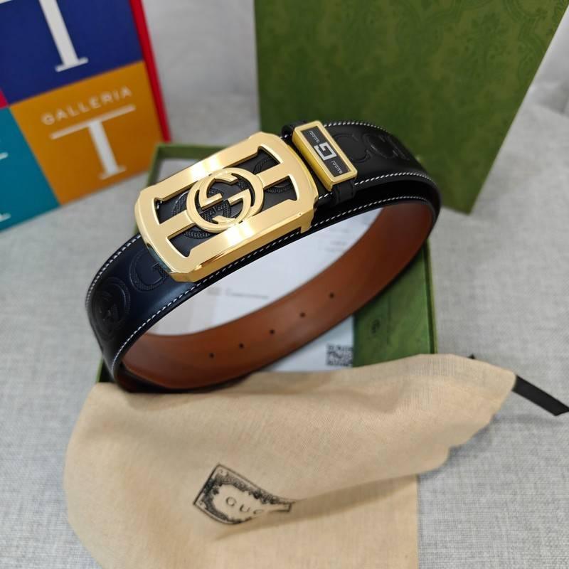 GUCCI Embellished coated-canvas and leather belt &