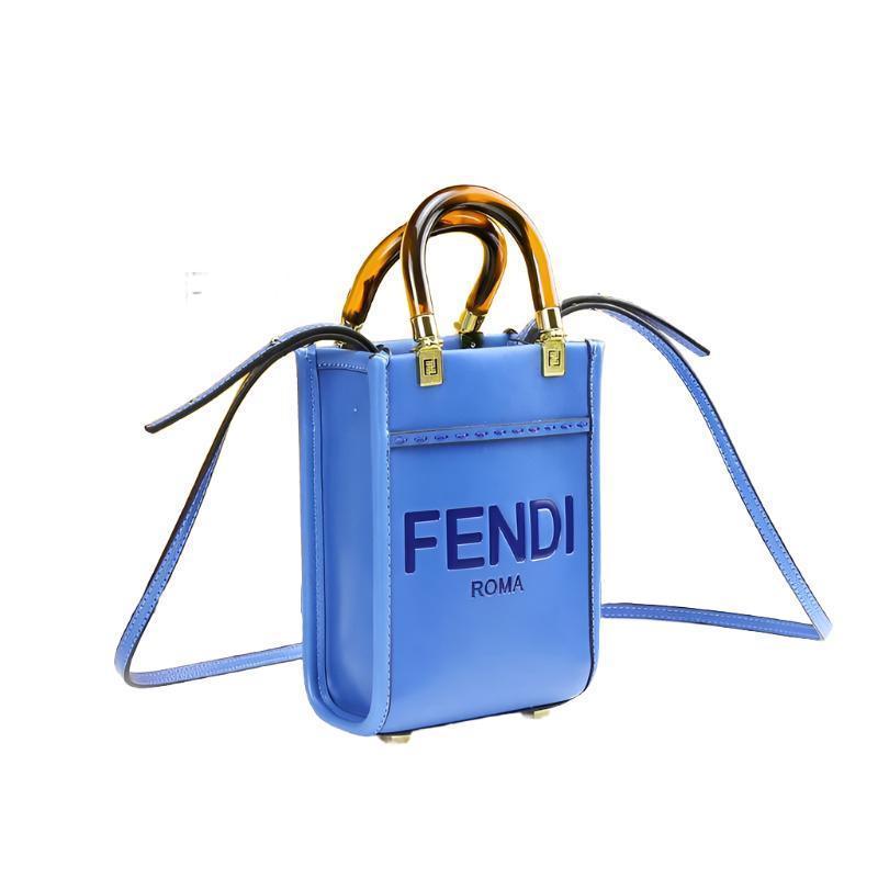 Fendi  Vitello King Plexiglass Logo Embossed Mini Fendi Sunshine Shopper Tote