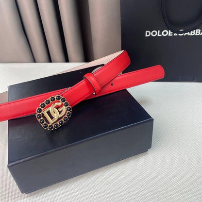 Dolce Gabbana Women Calfskin belt with bejeweled DG logo &