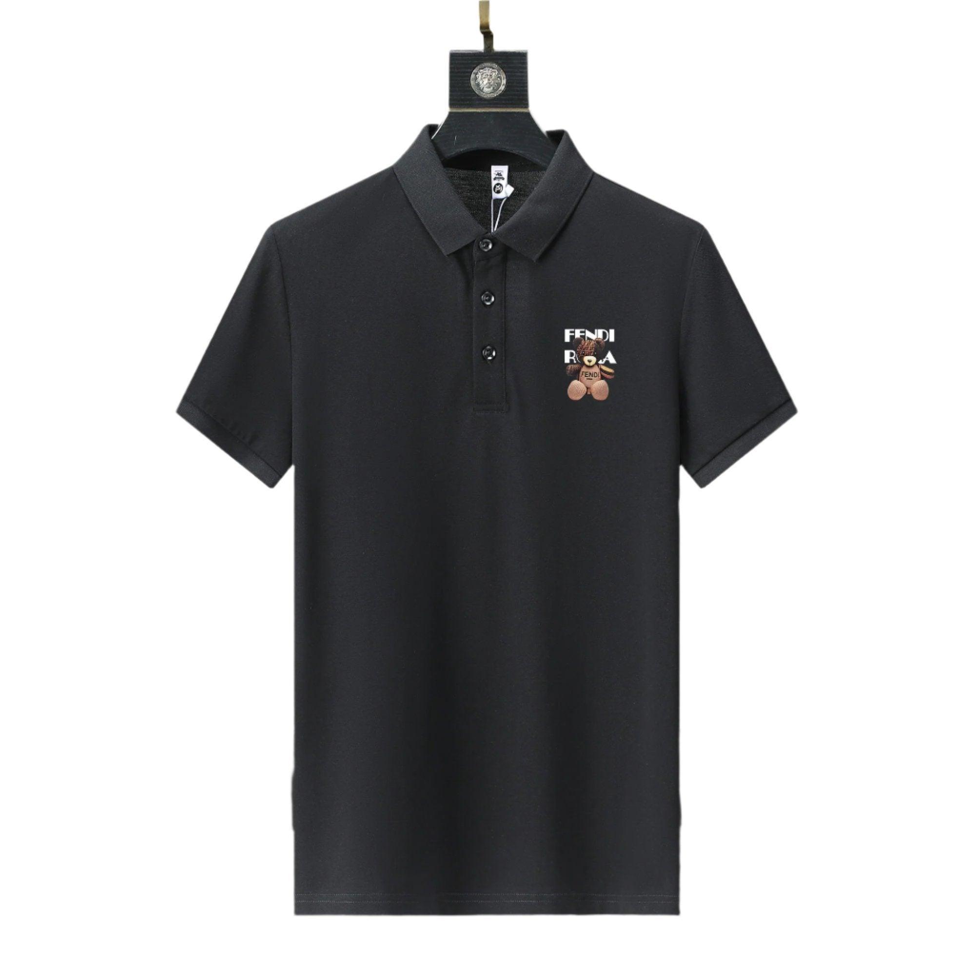 Fendi Black T-shirt with Collar