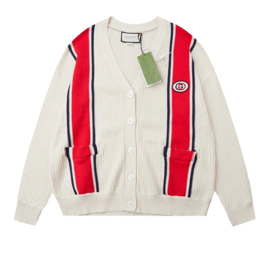 Gucci Knit cotton cardigan with patch Ivory