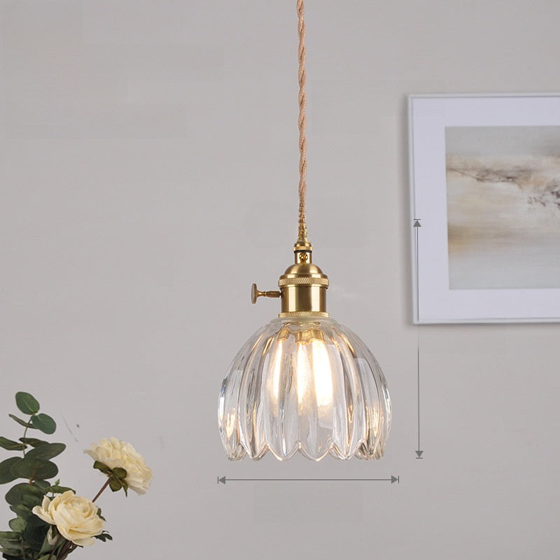 Brass Glass Chandelier Nordic Retro Homestay Bar Restaurant Bedside Lamp
