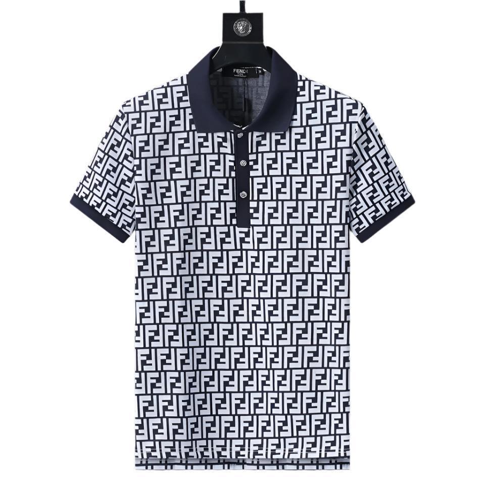 Fendi Navy T-Shirt With Collar