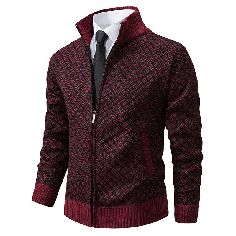 Autumn and Winter Velvet Thickeneded Casual Cardigan Sweater Men&