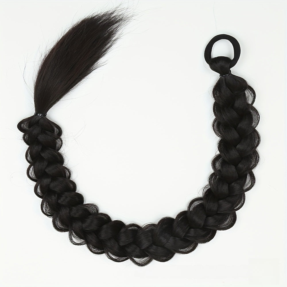 A wig with braids and a high, fake ponytail