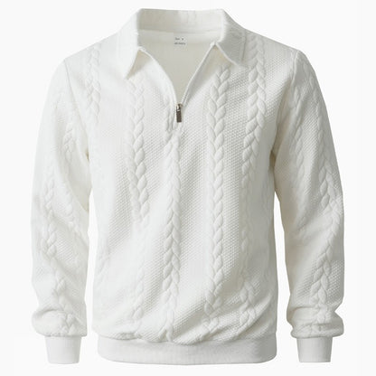 Mens Half Zip Jacquard Polo Shirt