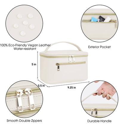 Vegan Leather Cosmetic Brush Bags Makeup Case : Milky White