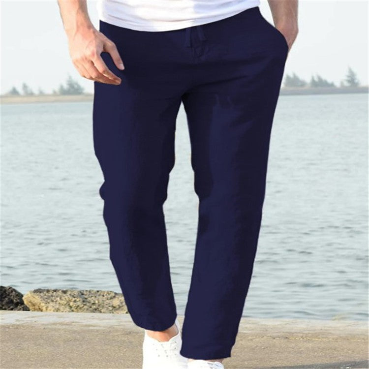 Mens Cotton Linen Casual Pants