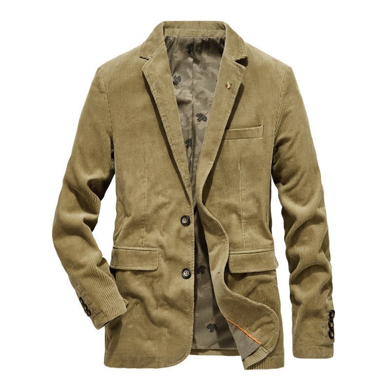 Mens Corduroy Suit Jacket Retro Casual Blazer