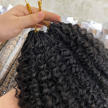Real Human Hair Crochet Wigs Burmese Curly Crochet Human Hair Extensions