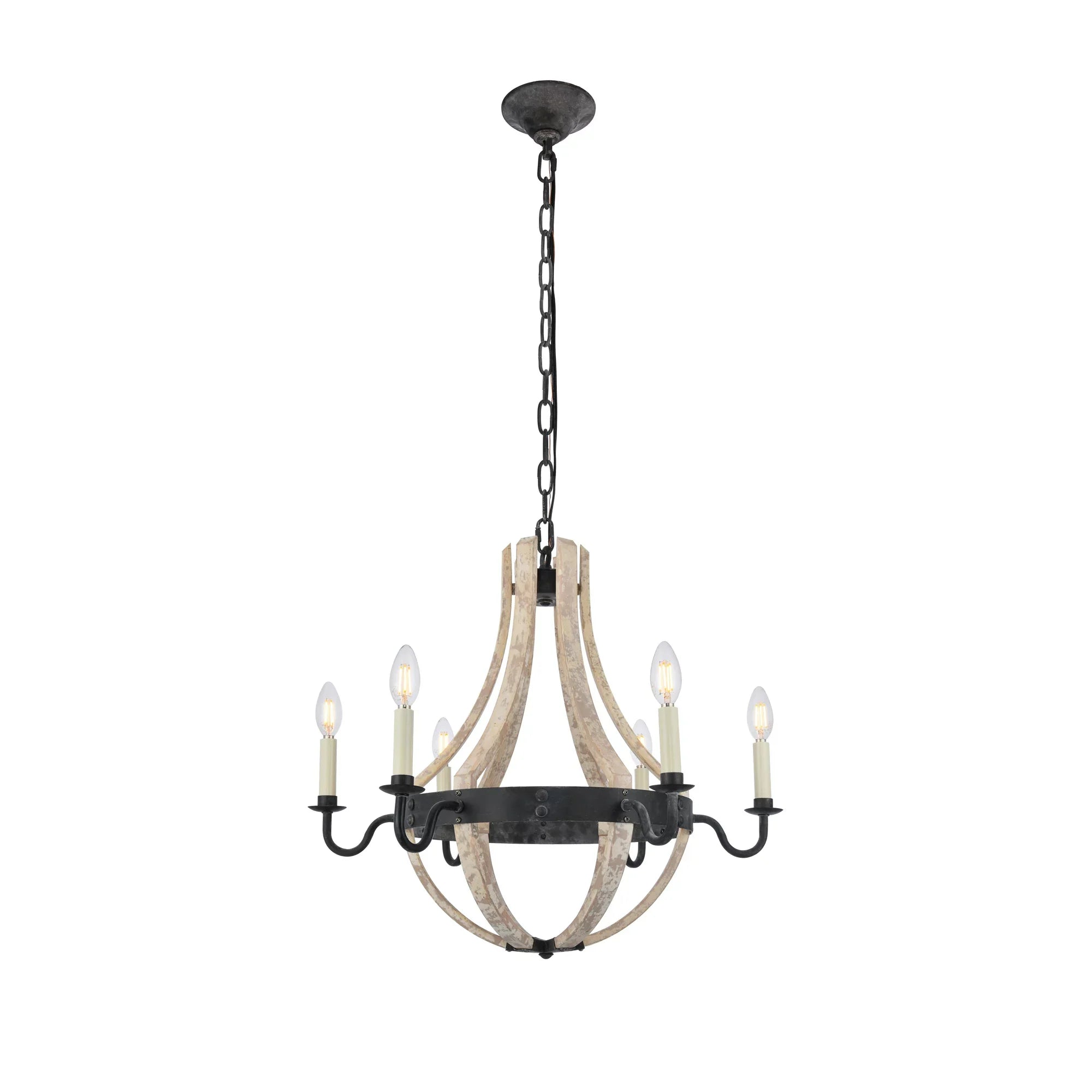 Woodland Collection Pendant D:24In. H:22In. Lt:6 Wash &amp;  Steel F