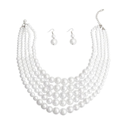 White Pearl Graduated 5 Strand Set
