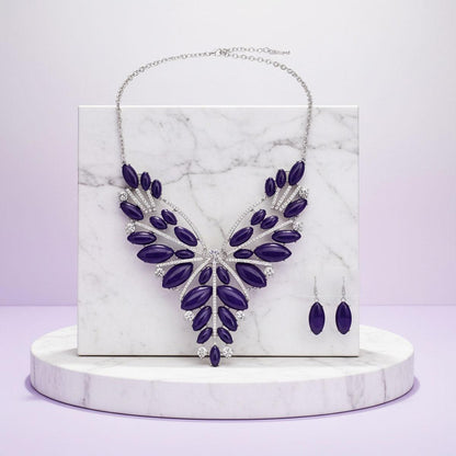 Bib Regal Tribal Purple Cracked Marquise Necklace