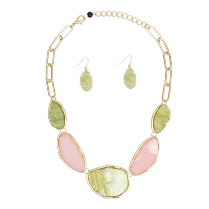 AKA Soror Collar Pink Green Agate Marbled Necklace