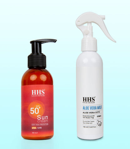 HHS SPF 50+ Sun Protection Set | Aloe Vera Milk &amp; Herbal Sunscreen | Moisturizing &amp; Soothing Care