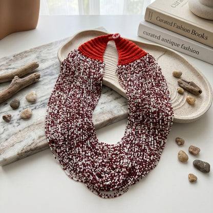 Delta Sigma Theta Red &amp; White Mixed 100-Strand Bead Necklace – DST