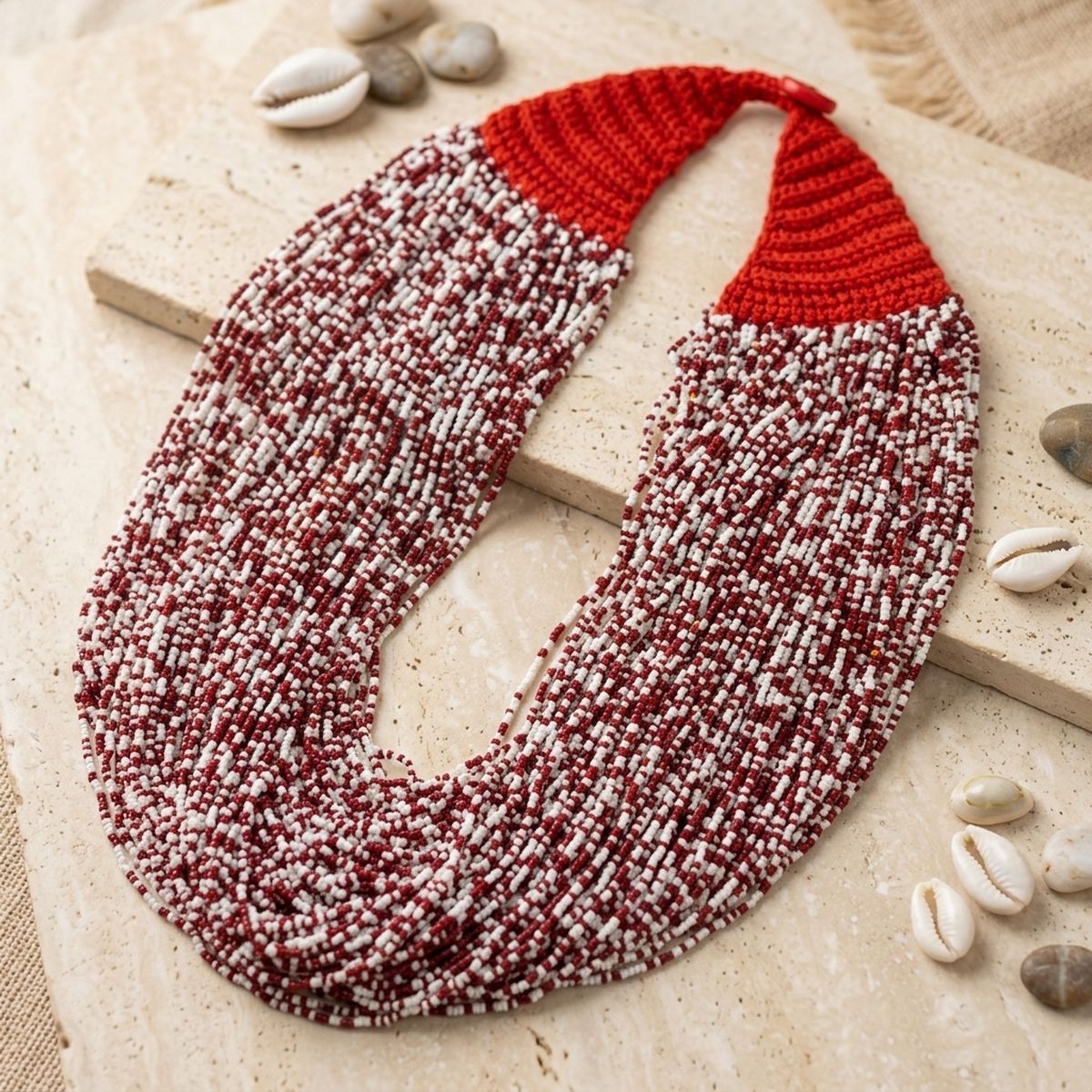 Delta Sigma Theta Red &amp; White Mixed 100-Strand Bead Necklace – DST