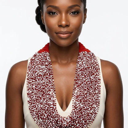 Delta Sigma Theta Red &amp; White Mixed 100-Strand Bead Necklace – DST