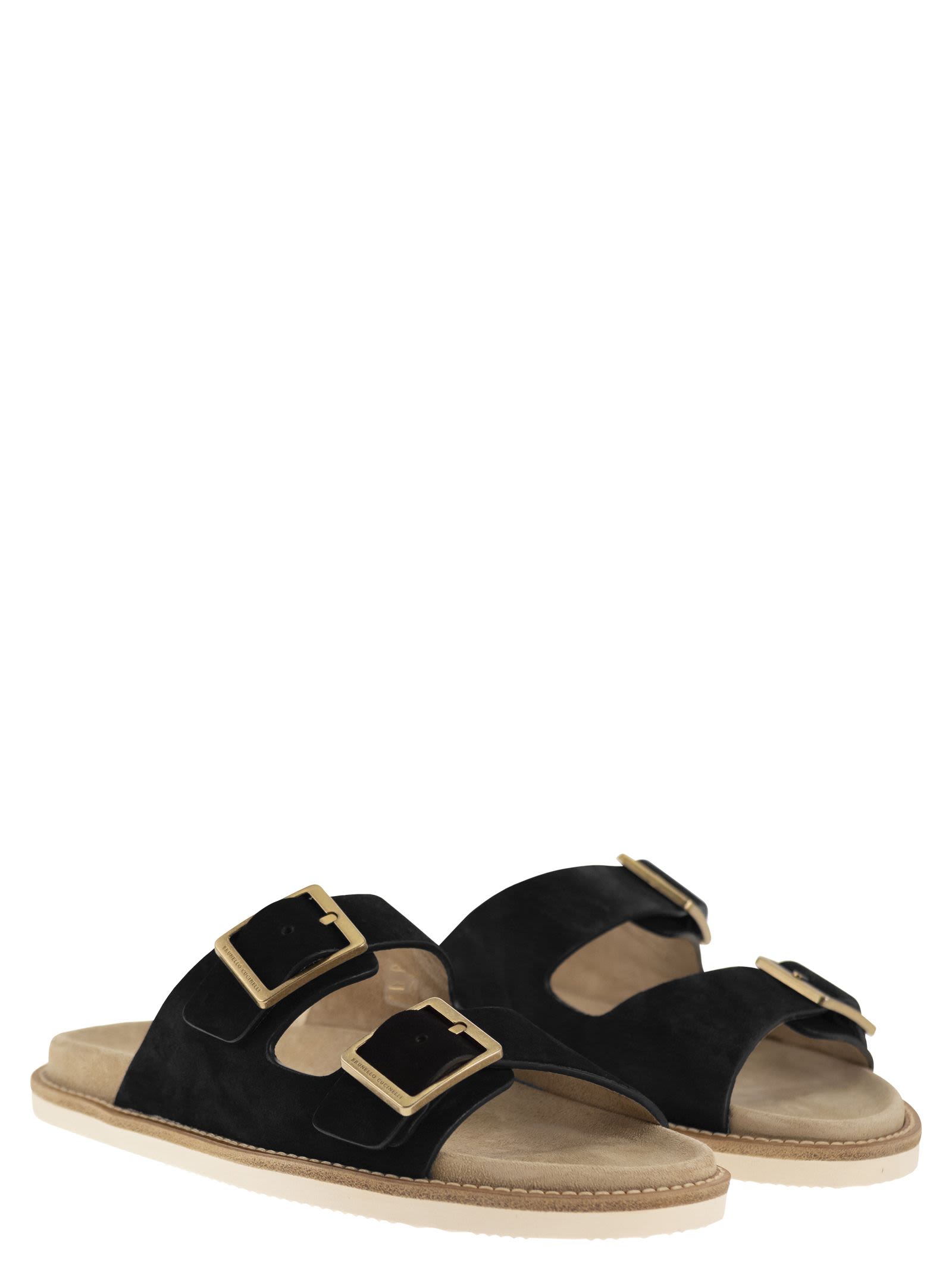 Brunello Cucinelli Urban Slides In Washed Suede