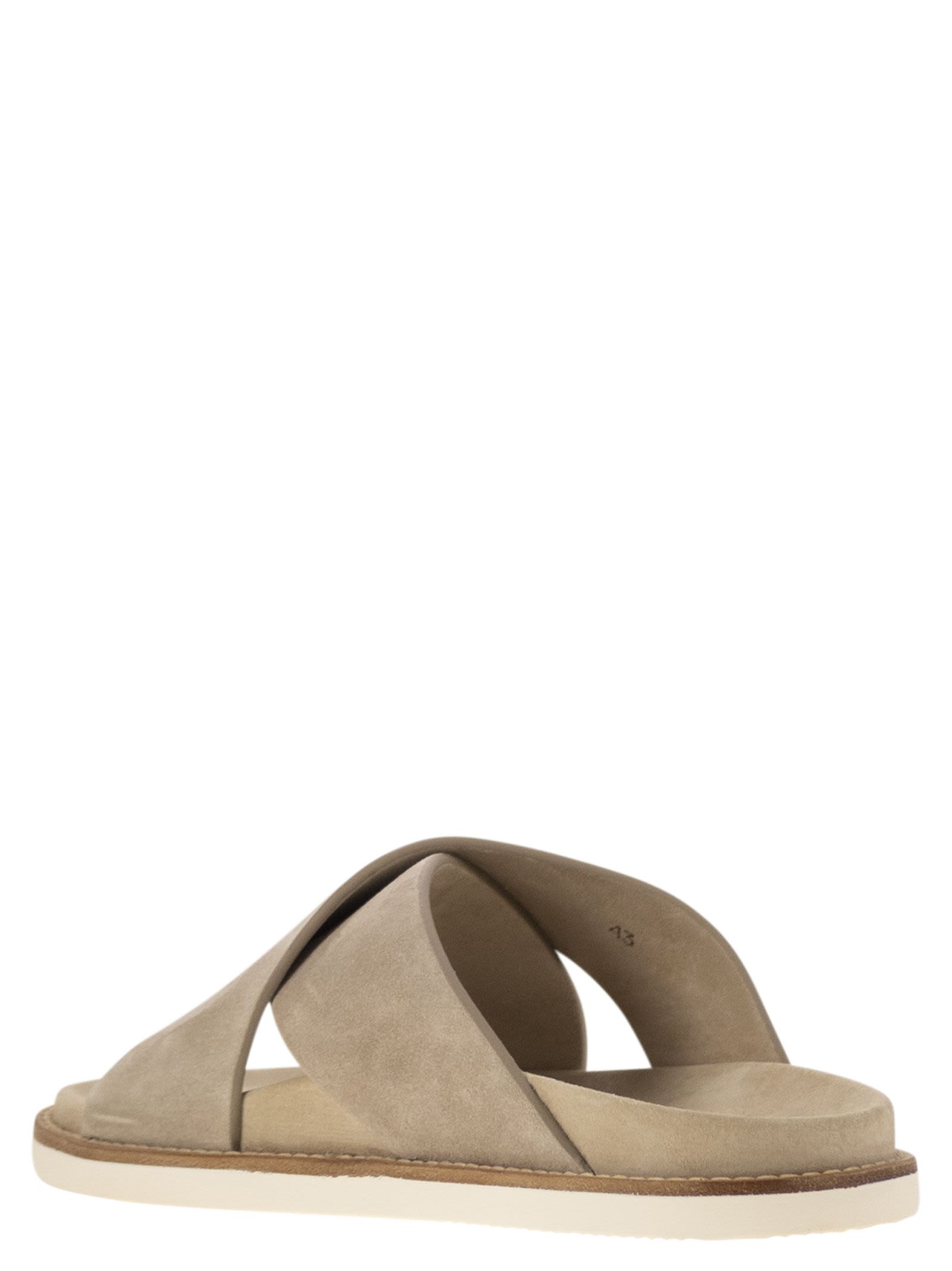 Brunello Cucinelli Washed Suede Slides