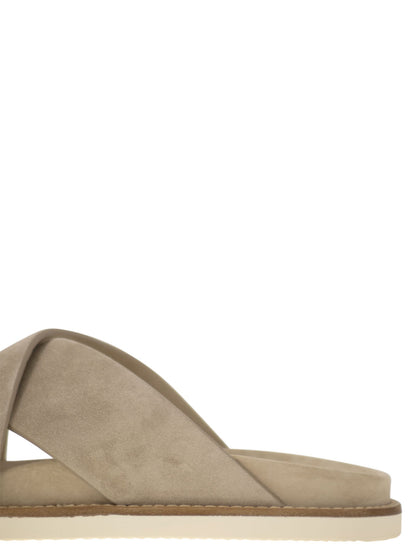 Brunello Cucinelli Washed Suede Slides