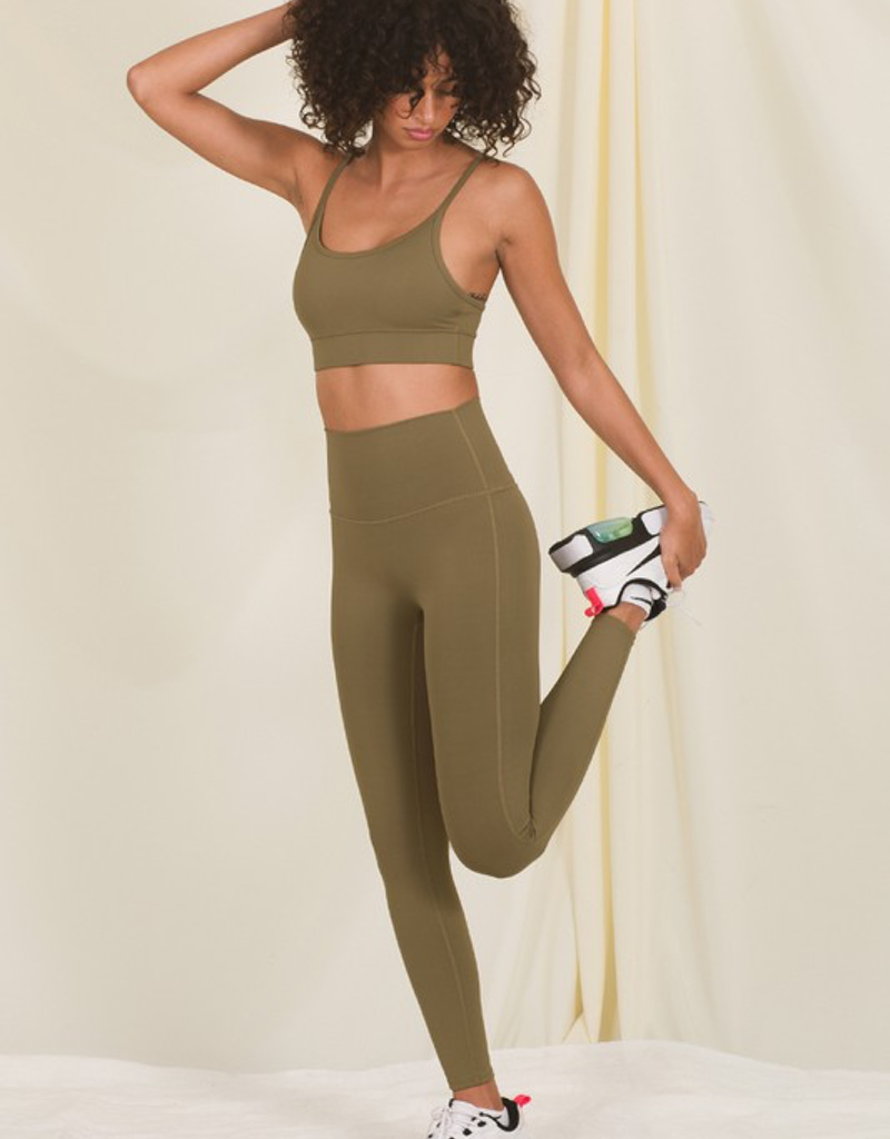 High Waisted Full Lenght Leggings - Dark Olive