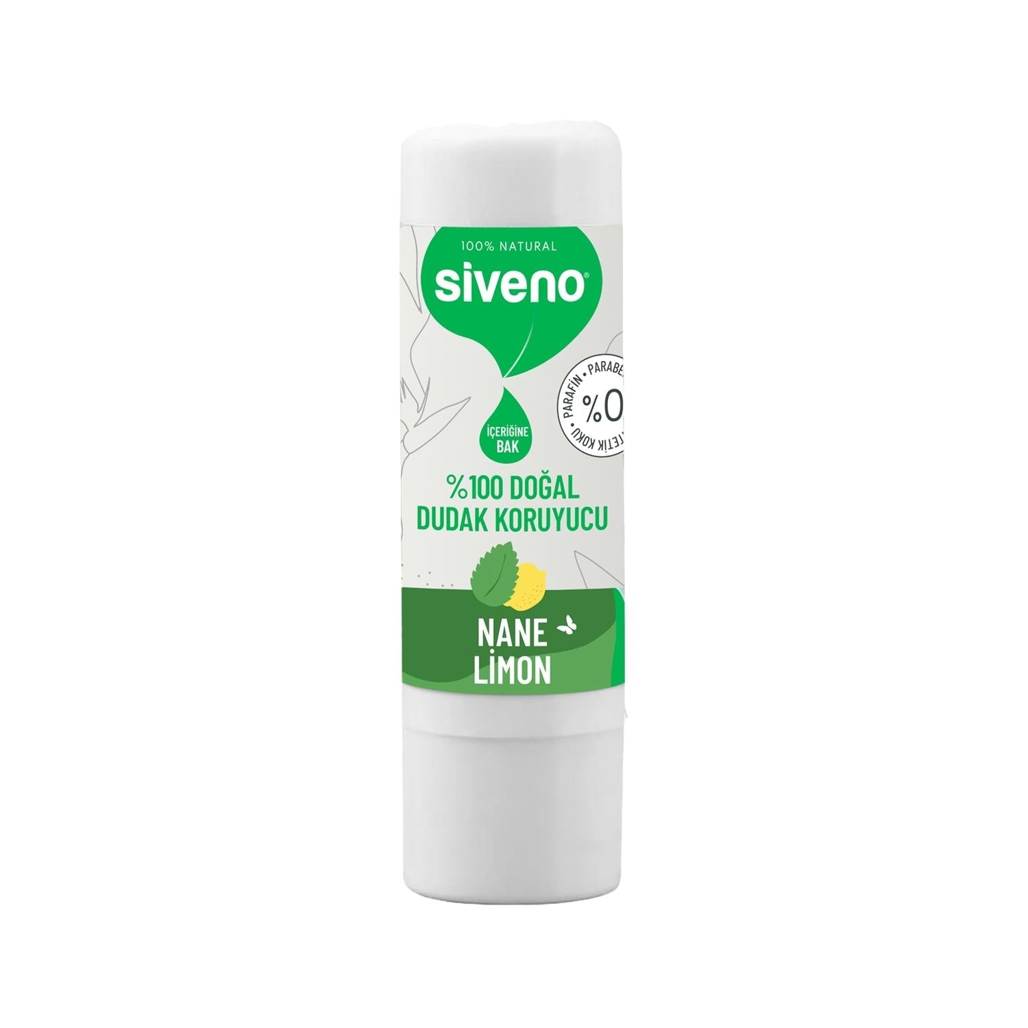 Siveno Natural Lip Care Product - Moisturizing Mint &amp; Lemon Lip Balm for Dry Lips, 6g