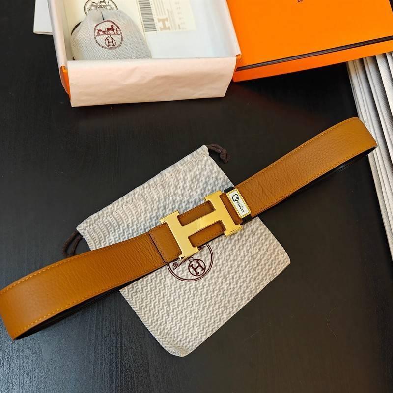 Hermes Men Gold Buckle Belt &