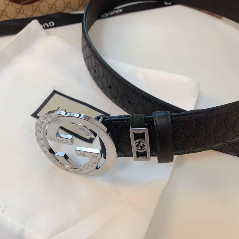 GUCCI Embellished coated-canvas and leather belt &
