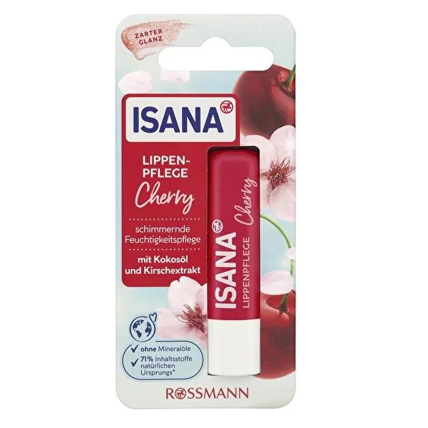 Isana Vegan Lip Balm with Cherry Extract &amp; Coconut Oil - Natural, Dermatologically Tested, FSC Certified Packaging