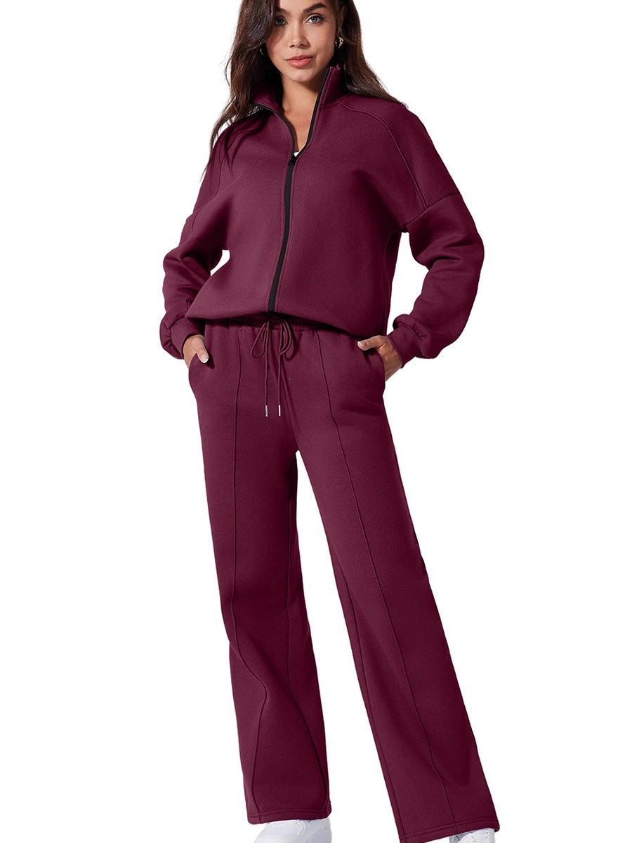 Womens Solid Color Casual Sports Suit