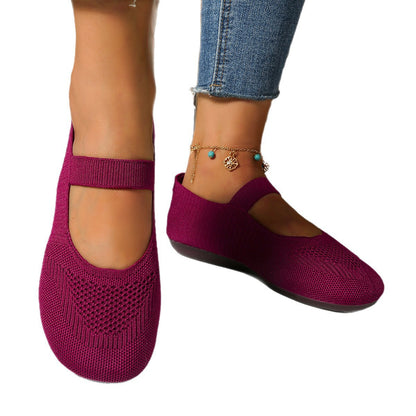 Women`s Fly-Knit Breathable Slip-On Loafers Flat Shoes