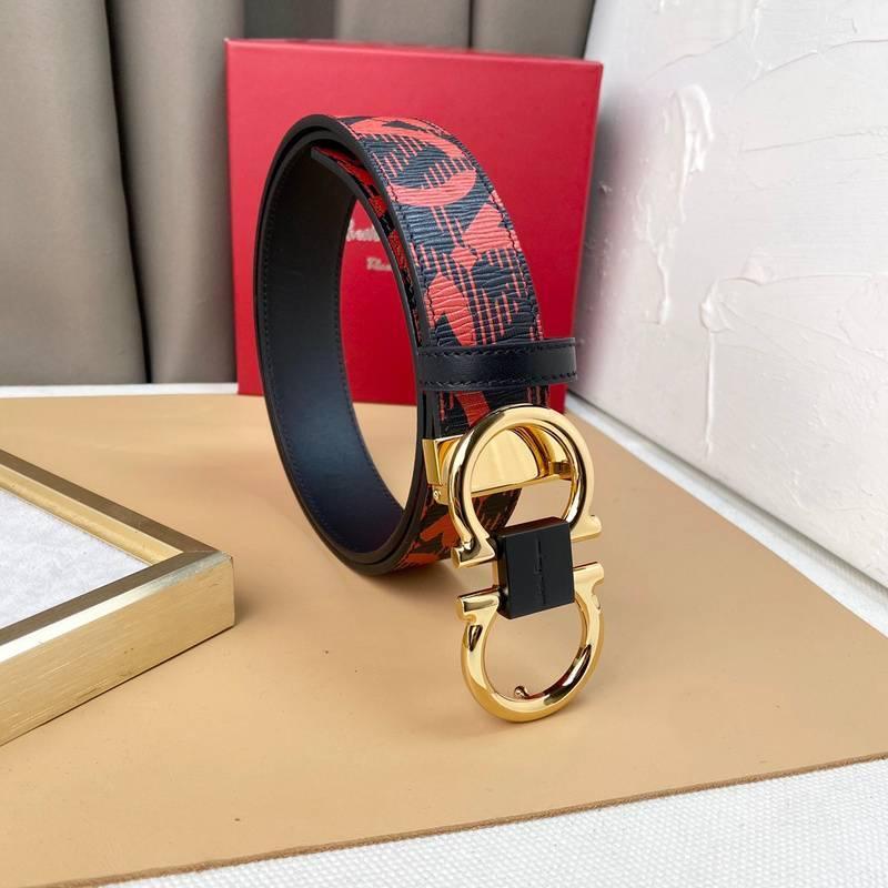 Salvatore Ferragamo Adjustable &amp; Reversible Logo All Over Men Belt &