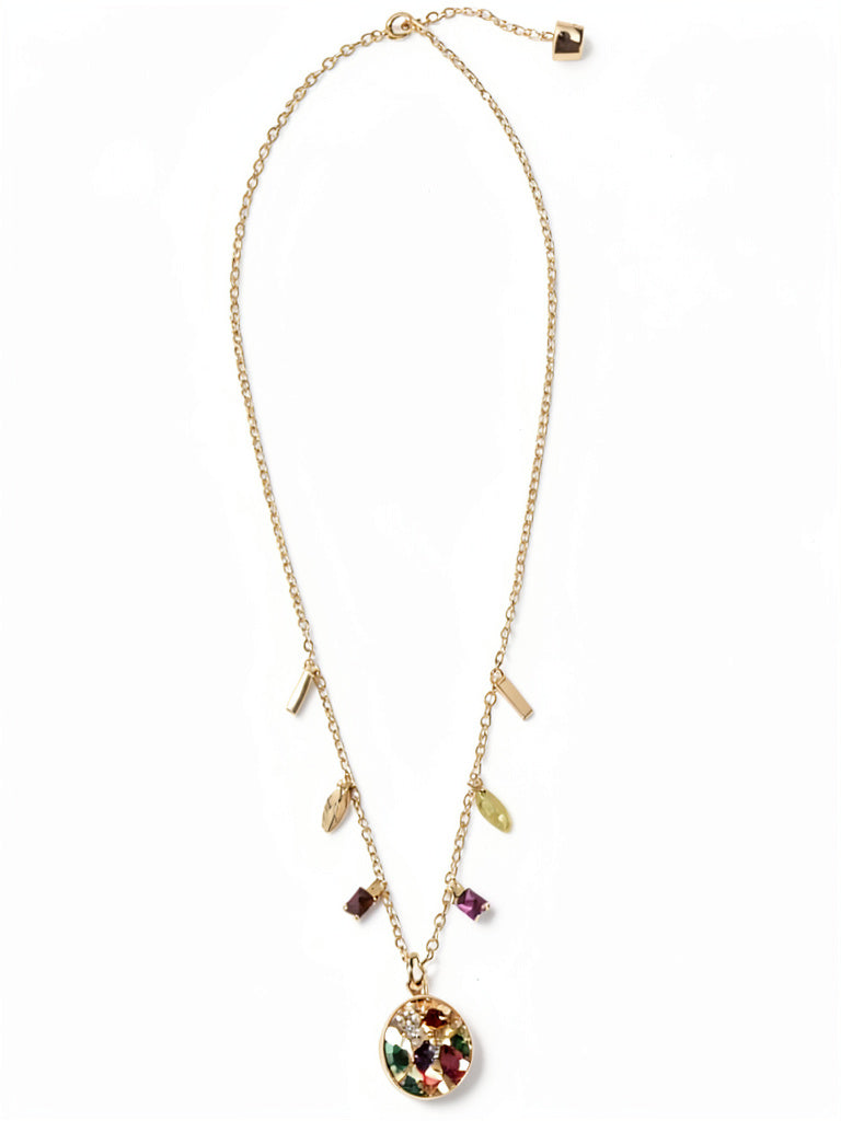 Laundry by Shelli Segal Gold-Tone Multicolor Crystal Charm Pendant Necklace