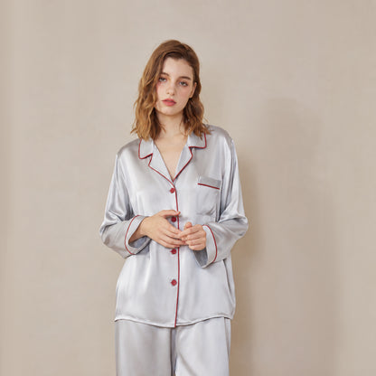Butterfly Embroidery Silk Pajama Set