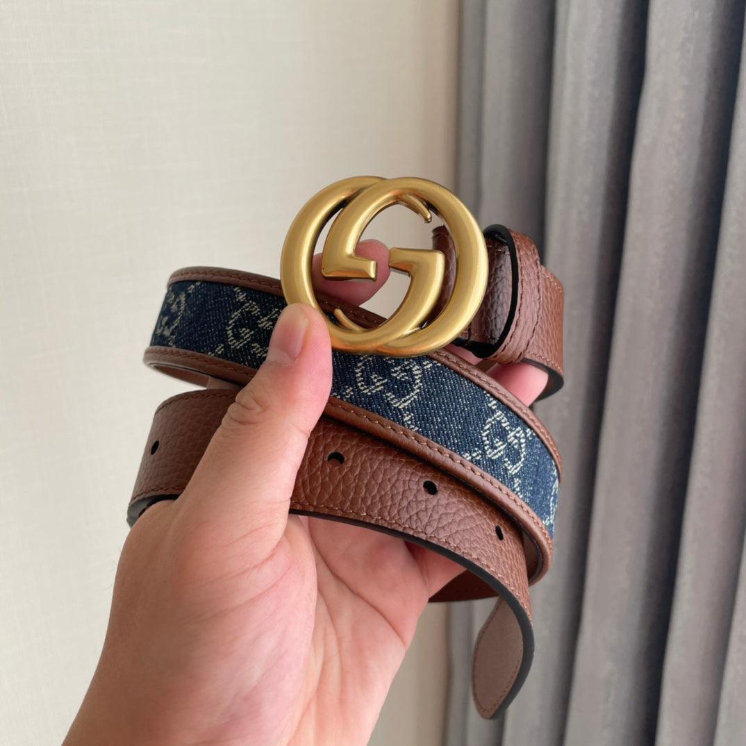 GUCCI Embellished coated-canvas and leather belt &