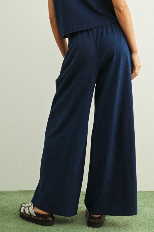 Dye And Wash Knitted Pants: Indigo