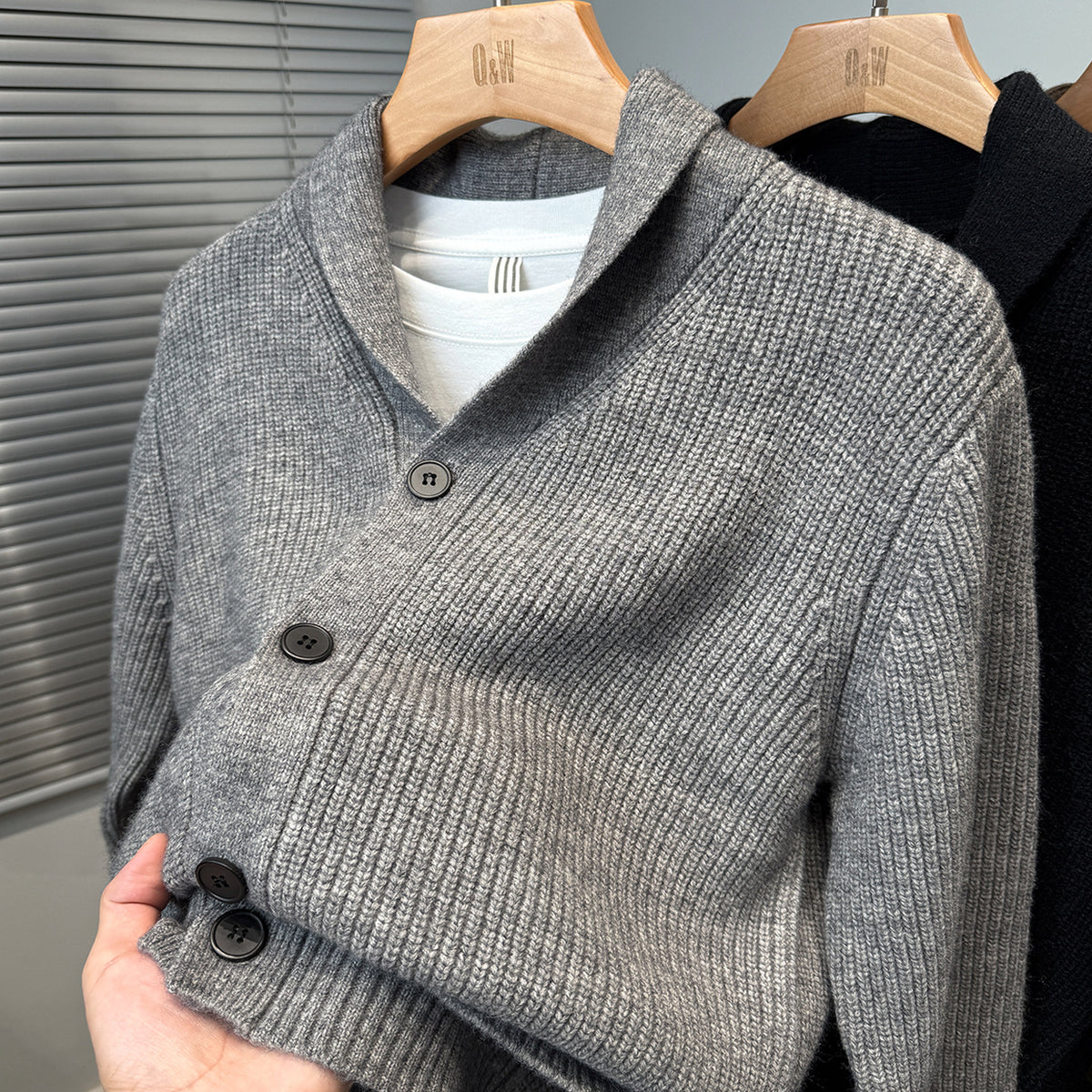 Men Baseball Collar Sweater Jacket Thick Korean Style Casual Cardigan