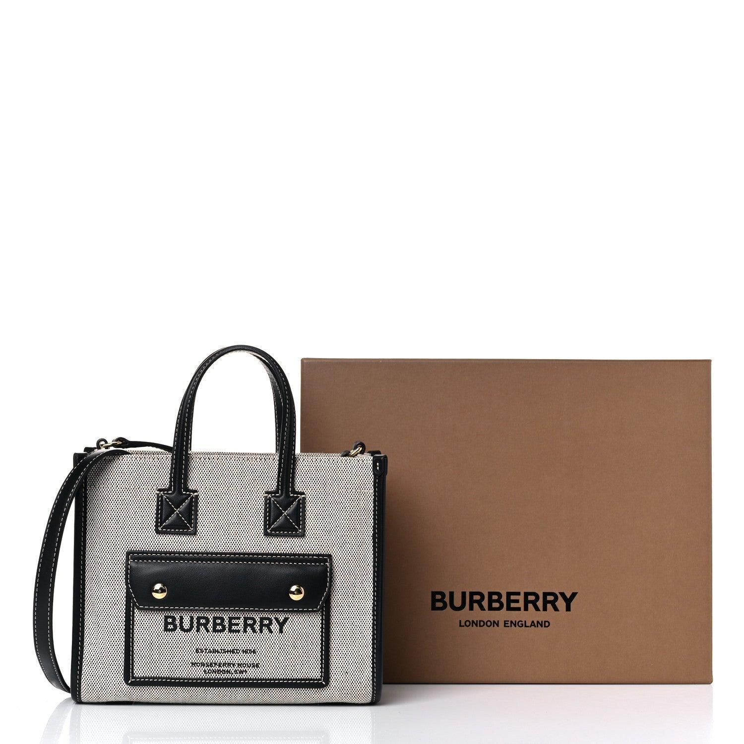 Burberry Canvas Smooth Calfskin Mini Two Tone Freya Tote