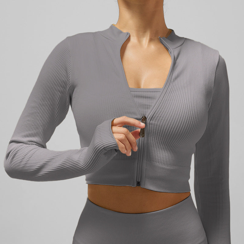 Womens Zipper Front Yoga Top