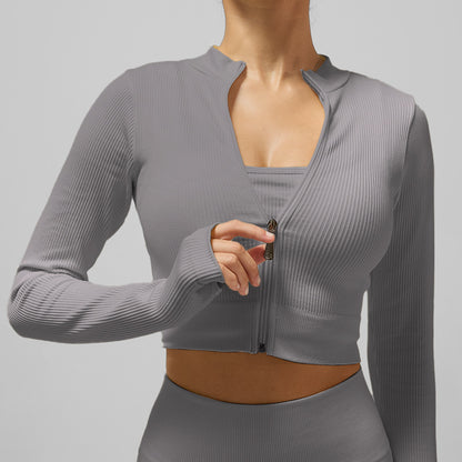 Womens Zipper Front Yoga Top